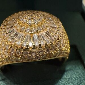 Elegant Fine Gold plated over silver and CZ Ring -Size 8
